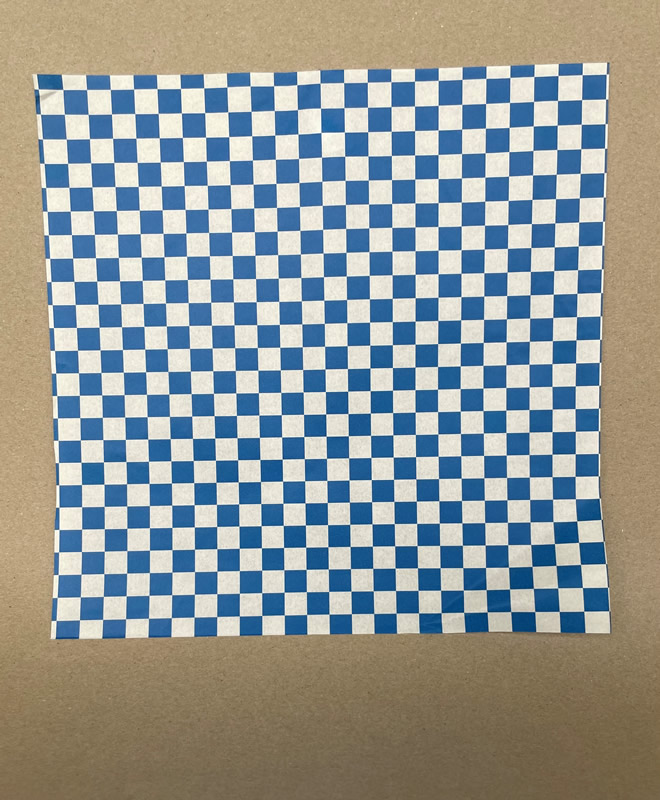 12" x 12" Blue Checkered Grease Proof Deli/Basket Liner